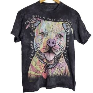 The Mountain Beware of Pit Bulls Hand Dyed Dog Short Sleeve T-Shirt Size Small